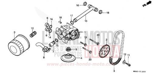 OIL PUMP/OIL FILTER XRV650K de 1989